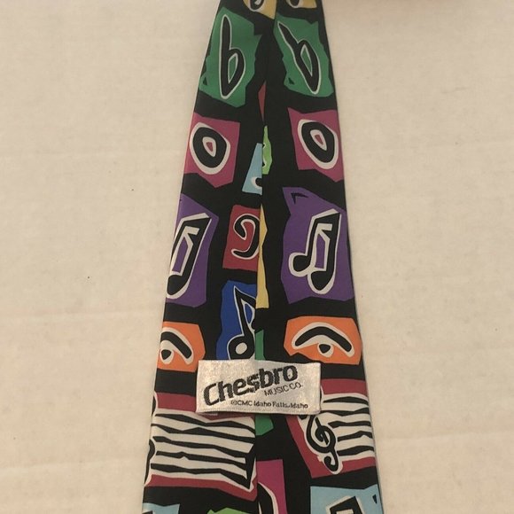 Chesbro Music Co Colorful Music Notes And symbols 100% Silk Tie - Picture 12 of 12